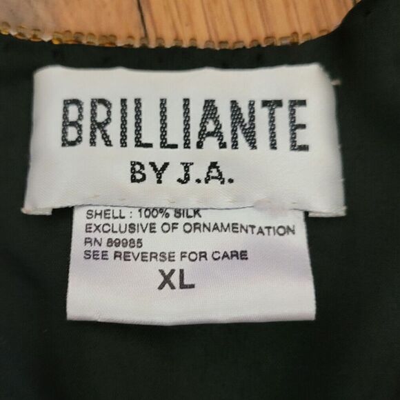 Vintage Silk Beaded Sequin Brilliante Blazer Dinner Jacket by JA Blue Black - Picture 5 of 11